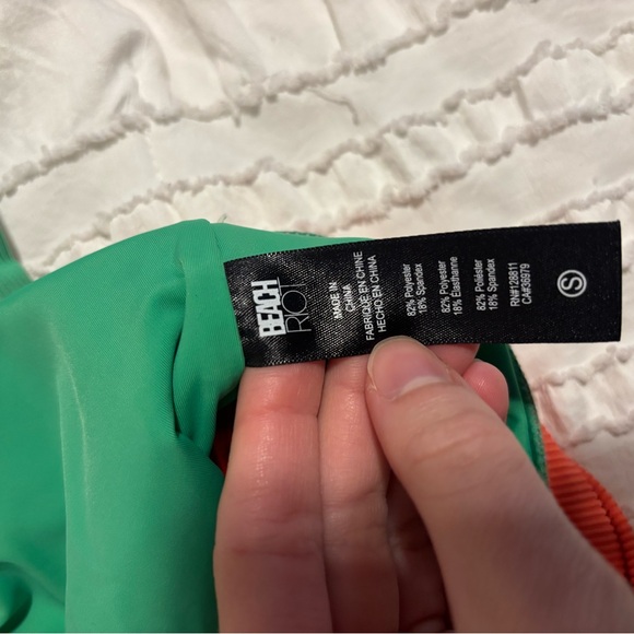 Beach Riot Green Eva Sports Bra with Pink and Orange Accents - Picture 9 of 9